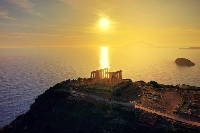 Sunset over the Temple of Poseidon in Sounion.