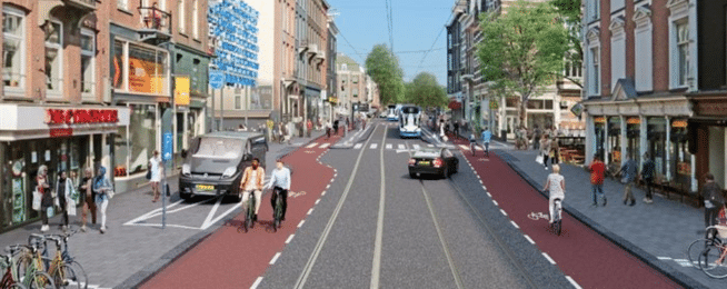 Designated cycling lane in Amsterdam