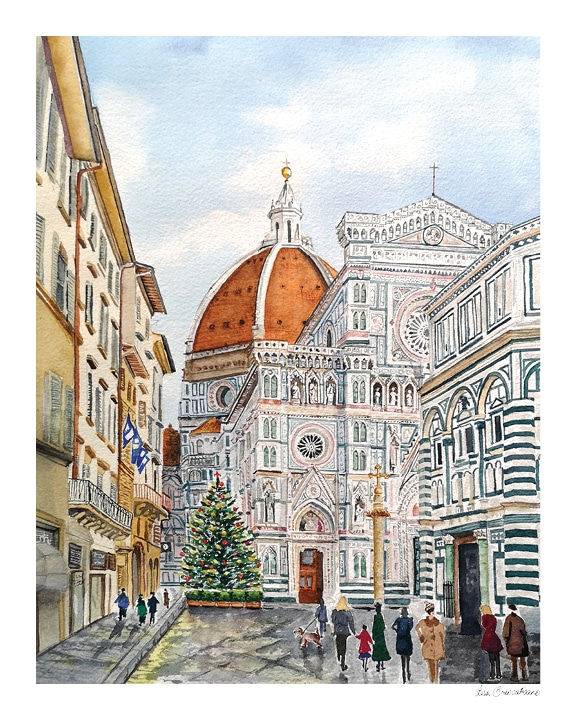 Watercolor painting of the Duomo during art class