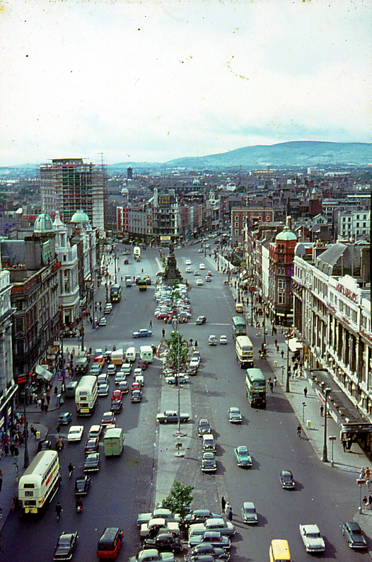 Historic photograph of O'Connell Street in Dublin, Ireland.