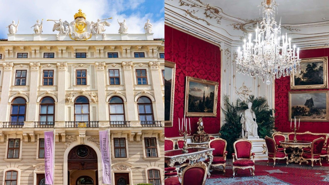 Opulent interior of the Imperial Apartments at Hofburg Palace Vienna