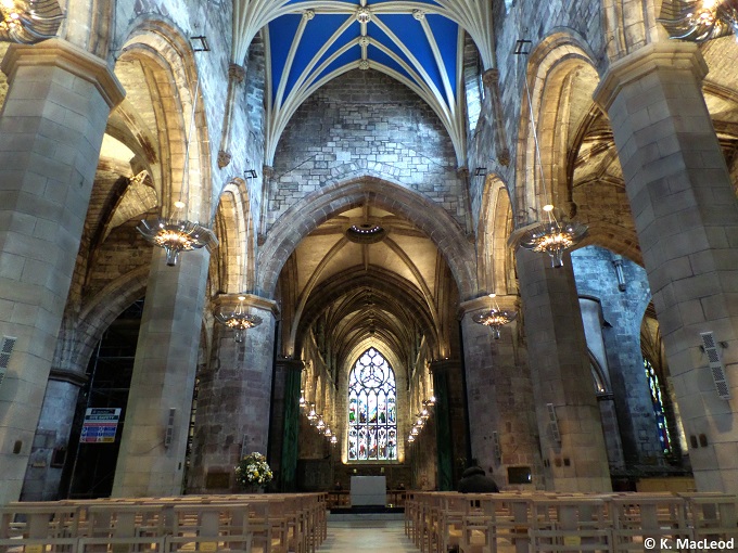 Intricate interior of St Giles' Cathedral in Edinburgh