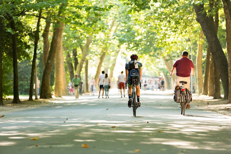 Cyclists enjoying a ride through Vondelpark