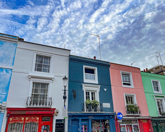 Colorful houses in Notting Hill near Portobello Road Market
