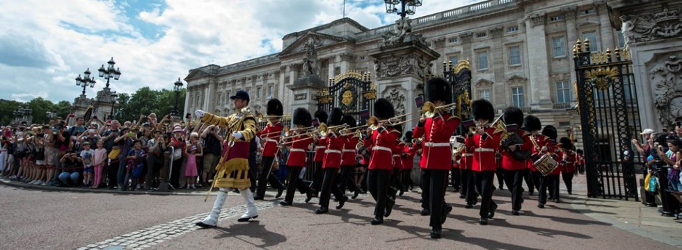 Changing of the Guard ceremony at Buckingham Palace