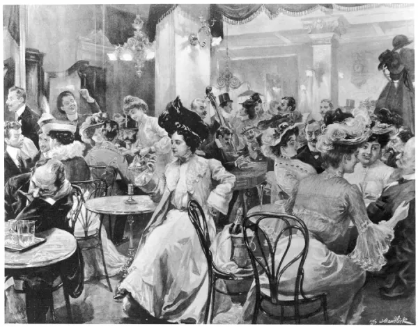 People enjoying coffee and conversation in a Vienna cafe